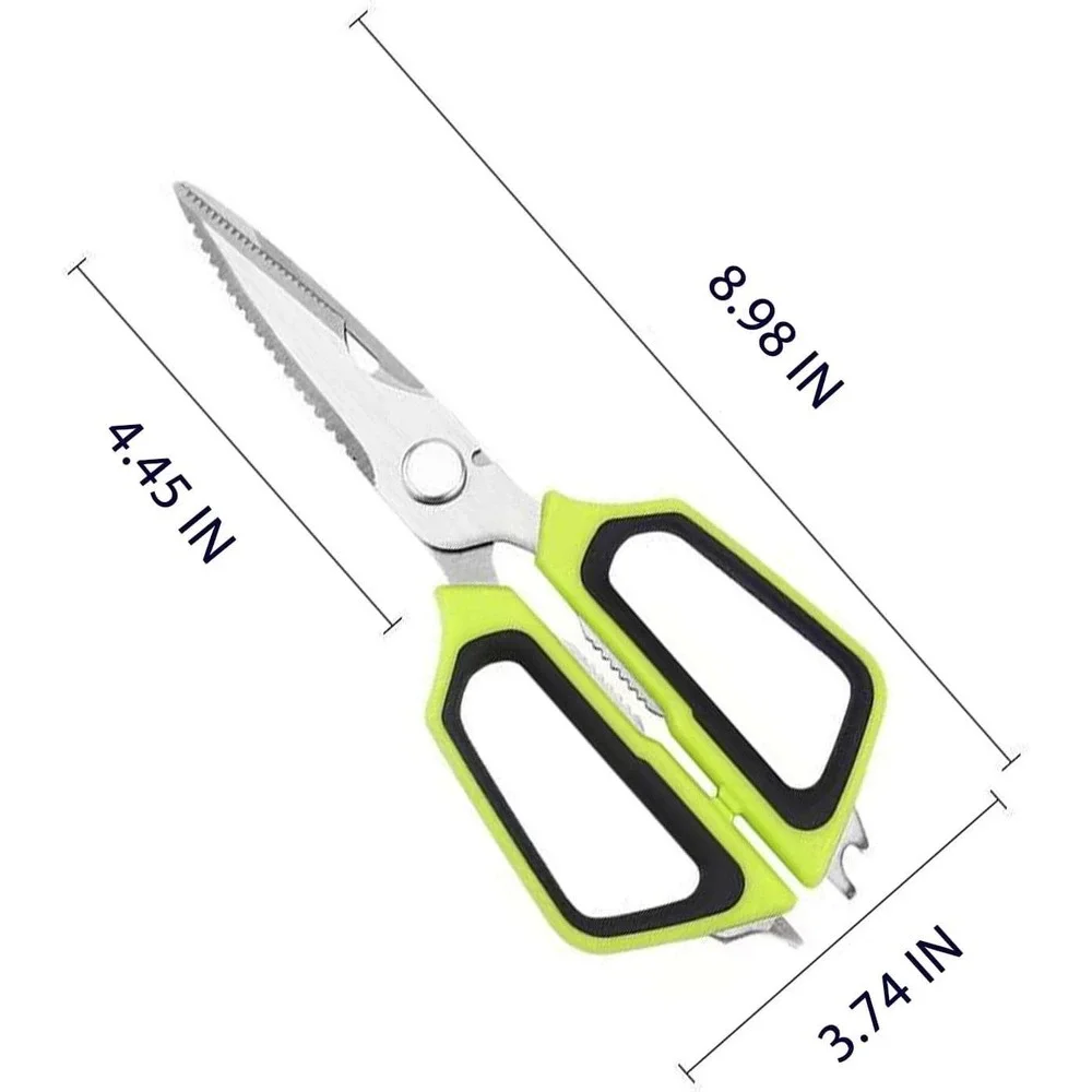 Multi-Purpose Kitchen Shears Stainless Steel Heavy Duty Scissors Neon Green